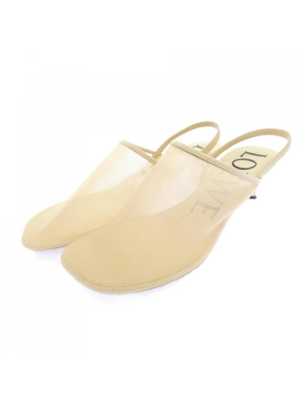 Loewe Nude Beige Slingback Mesh Kitten Heels